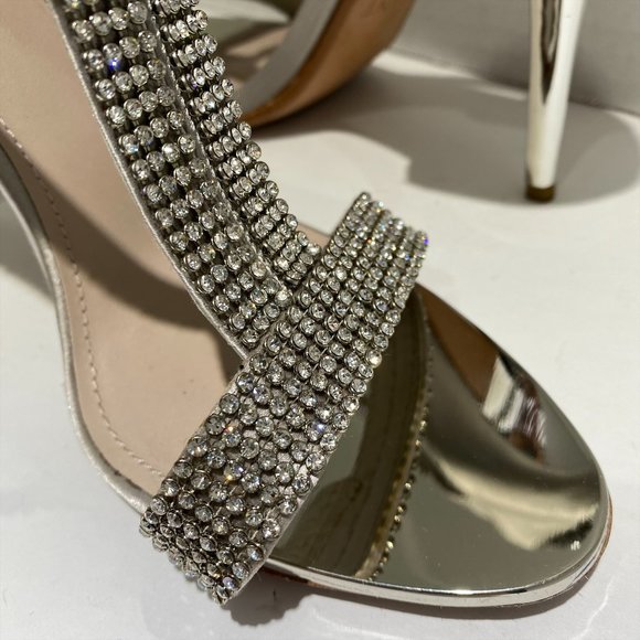 GLINT Devyn Silver Rhinestoned Stiletto Heels - Picture 5 of 8